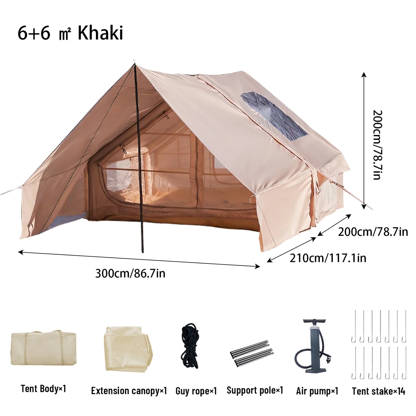 Pakicetus Inflatable Tent With Skylight Quick Setup 4 To 6