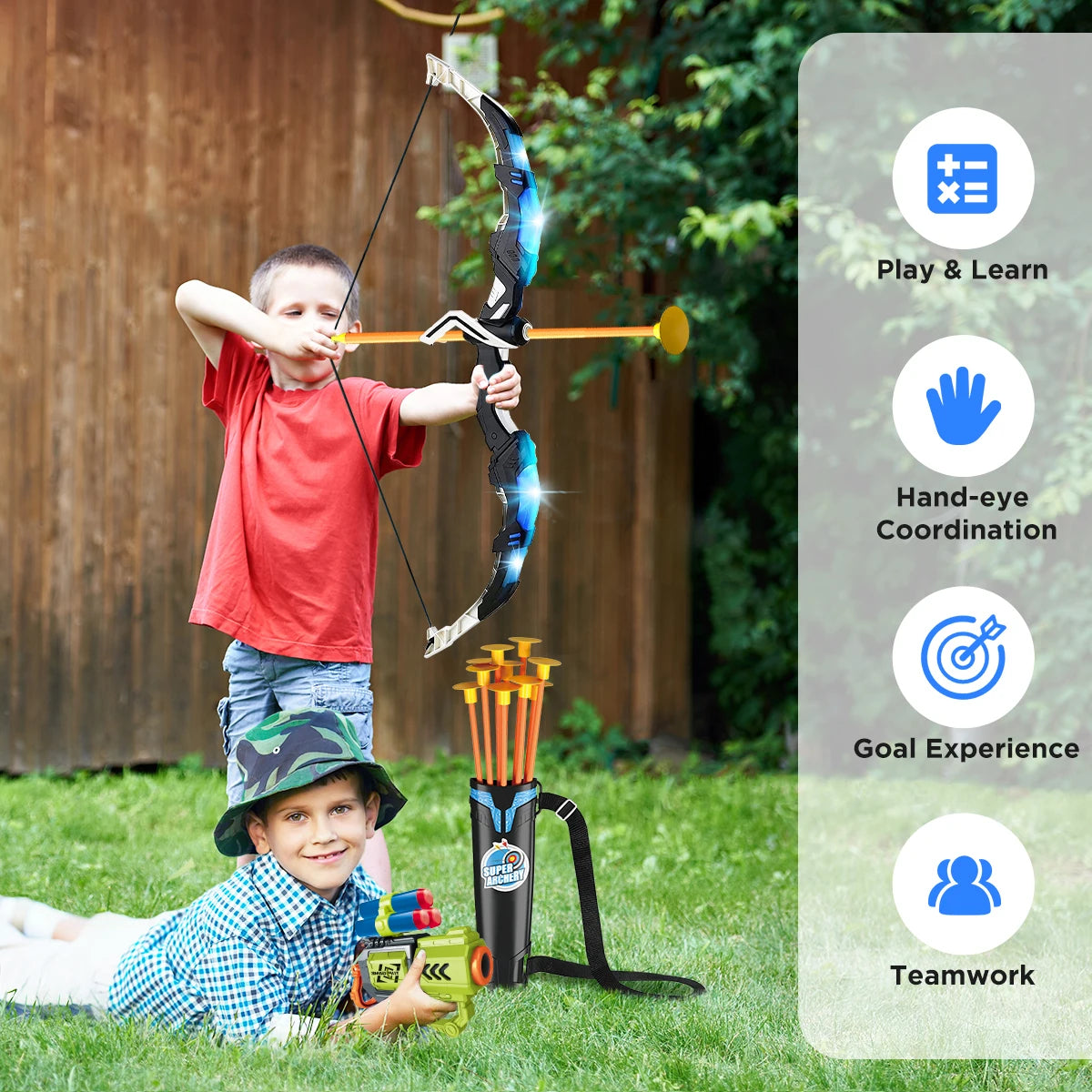 VATOS Bow Arrow Gun Toy Set For Kids Archery Target
