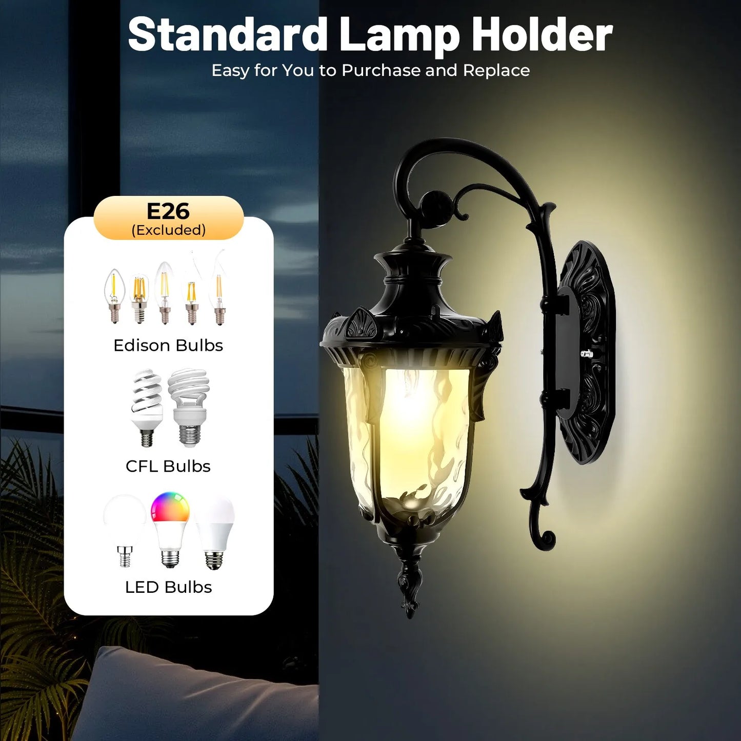 Bymaocar Waterproof Sconce Porch Light Wall Mount With Glass Shade